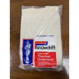 Vintage Snowdrift Long Johns Mens Medium White Heavyweight Thermal Underwear USA